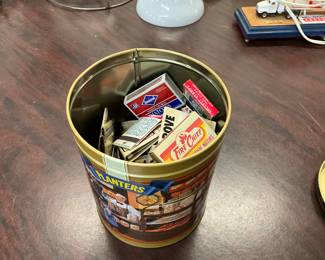 Collection of Match Books in a Planters Peanuts Tin