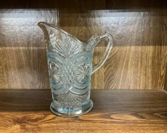 Bryce Higbee Medallion Sunburst Pressed Glass Milk Pitcher 
