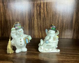 Lenox 1998 & 1999 Snowman Christmas Tree Ornament