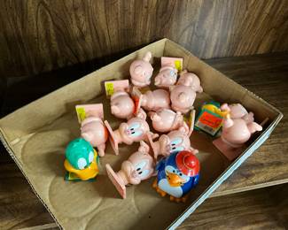 1990's Topps "Hamton J Pig & Plucky Duck" Head Candy Containers - Tiny Toons - Looney Tunes