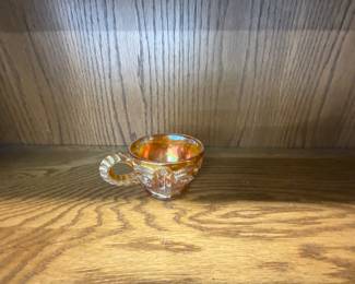 Imperial Glass Iridescent Marigol/Orange Carnival Glass Punch Bowl Cup or Coffee Cup