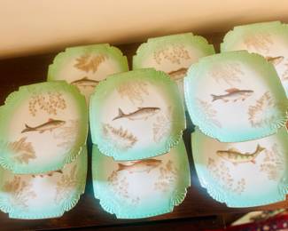 Limoges porcelain fish plates