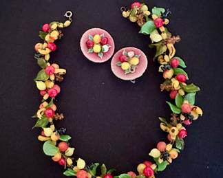 Vintage fruit necklace and earring set