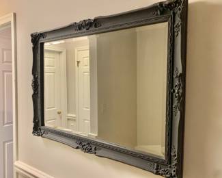 Vintage Beveled Black Painted Mirror