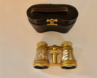 Vintage gold tone rimmed eyeglasses and case 