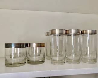 MCM Silver Rim Highballs and Tumblers