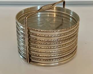 Sterling Rimmed  Set of Coasters 