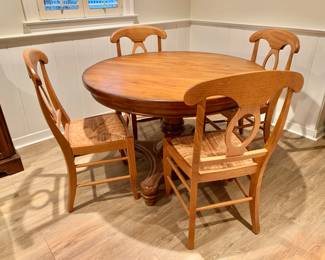 Pottery Barn Pedestal Table and Rush Chairs
