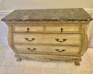 Classic Bombe Chest of Drawers with Faux Marble Top