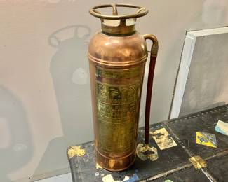 Vintage Copper and Brass Fire Extinguisher