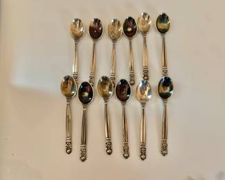 Set of 12 Georg Jensen "Acorn"  Demitasse Spoons