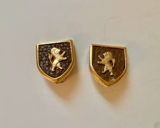 Pair vintage lion earrings clip 