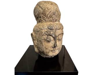 8th century Chinese Tang Dynasty carved Limestone Head of Bodhisattva