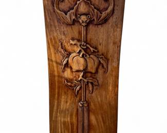 Detail of Chinese chair splat with peaches surmounted by bat