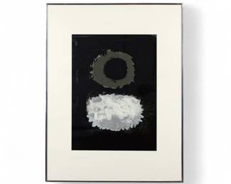"Black Field" 1972 abstract silkscreen.  Pencil signed by Adolph Gottlieb (American 1903-1974).  Limited edition 56/150
