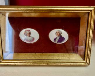 Martha and George Washington ceramic plaques