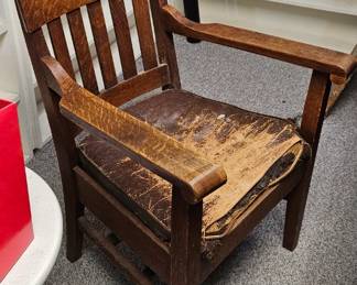 Mission style chair, in need of restoration. 