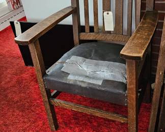 Mission oak chair in need of restoration 