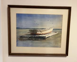 Signed framed watercolour - Marion Bledsoe, Nantucket