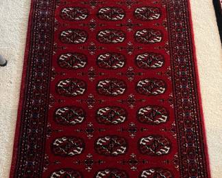 26" x 52" Afghan Bokhara hand knotted wool rug - recently cleaned by DA Burns