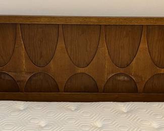 Broyhill Premier 1962 Brasilia sculpted walnut Queen bedframe.  All original. Headboard needs a bit of TLC