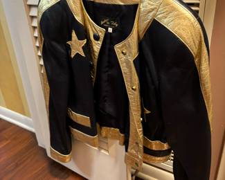 Bomber Leather Jacket With Star Motif by Toby