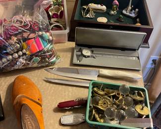 VINTAGE HARDWARE, CUTCO KNIVES, LIMOGES FRANCE TRINKET BOXES