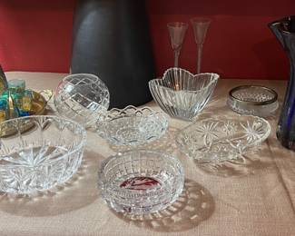 CRYSTAL INCLUDING ONE RED CUT TO CLEAR CRYSTAL DISH