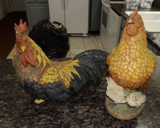 Resin Rooster and Hen