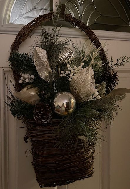 Nice silver and white motif Christmas basket