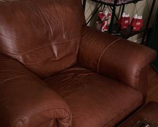 Leather chair and ottoman