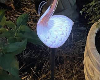 Pink flamingo yard light (have 2 matching) - was trying to catch the glow at night