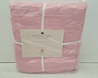 Northern Nights 100% Organic Cotton Quilted Solod Coverlet Set, Twin, Pink, Retail - $84.00