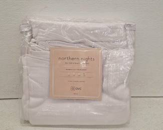 Northern Nights Rayon Made From Bamboo & Cotton Woven Textured Blanket, White, King, Retail - $95.00