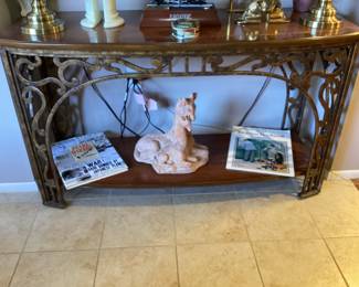 Designer Oak in iron hall table