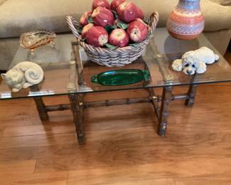 Glass in bamboo style coffee table