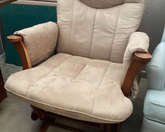 Upholstered oak framed glider