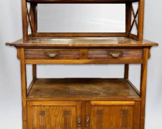 Antique Wooden Sideboard Buffet Cabinet With Mirror 
