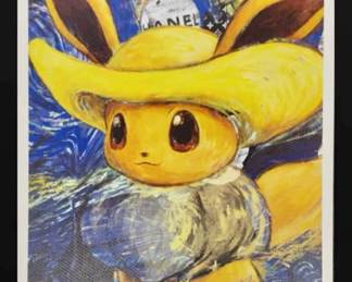 Death NYC Signed Numbered Print, Dated  Stamped w COA  Eevee, Pokemon,  Van Gogh
