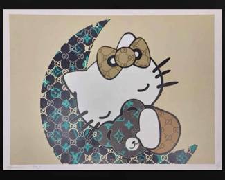 Death NYC Signed Numbered Print, Dated  Stamped w COA  Hello Kitty  Louis Vuitton Moon
