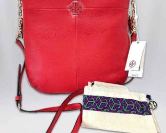  008 AUTHENTIC Tory Burch Samba Leather Ivy Convertible Shoulder Purse 