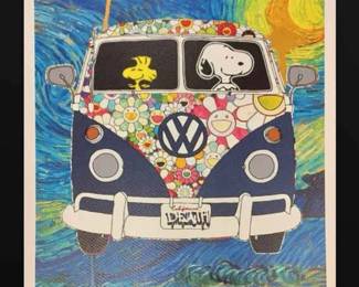 Death NYC Signed Numbered Print, Dated  Stamped w COA  Snoopy  Woodstock Volkswagen