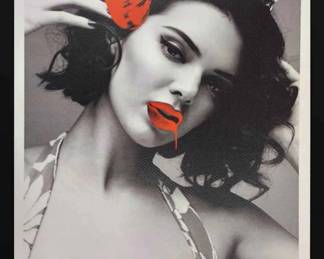 Death NYC Signed Numbered Print, Dated  Stamped w COA  Kendall Jenner, Hello Kitty Bow