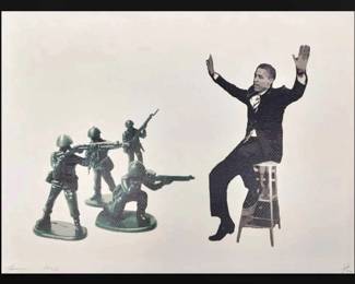 Death NYC Signed Numbered Print, Dated  Stamped w COA  Barack Obama  Army Men