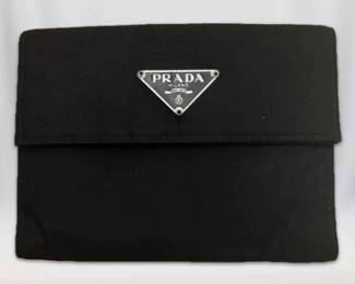 AUTHENTIC Prada Tessuto Nylon Saffiano Black Leather Wallet