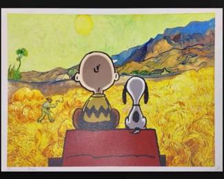 Death NYC Signed Numbered Print, Dated  Stamped w COA  Snoopy, Charlie Brown, Van Gogh