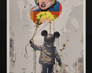 Death NYC Signed Numbered Print, Dated  Stamped w COA  Mickey Mouse  Marilyn Monroe