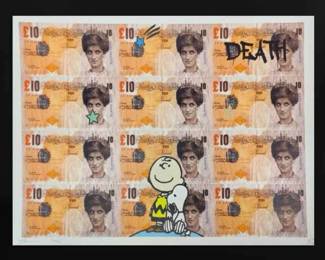 Death NYC Signed Numbered Print, Dated  Stamped w COA  Princess Diana  Charlie Brown