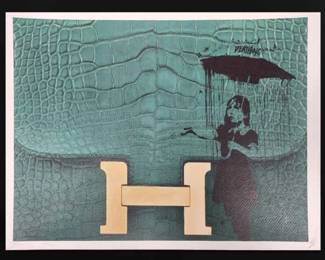 Death NYC Signed Numbered Print, Dated  Stamped w COA  Banksy  Hermes Bag