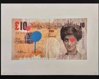 Death NYC Signed Numbered Print, Dated  Stamped w COA  Princess Diana With Spray Paint Bill